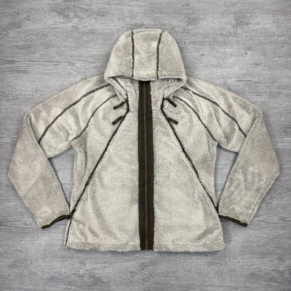 Kuhl Flight Jacket Women’s XL Deep Pile Fleece Sherpa Full Zip Hood Pockets EUC - Picture 1 of 16